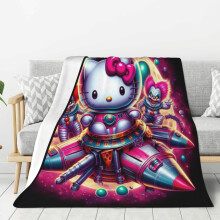 Hello Kitty fleece-teppe Supermykt og koselig kasteteppe, barnesengeteppe - Supermyk 80"X60"