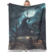 Blaincéad bog flannel The Nightmare Before Christmas, tolg seomra leapa, blaincéad bronntanais Nollag compordach