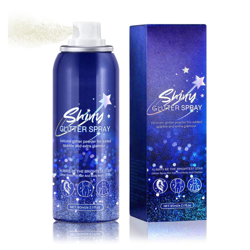 Glitter Spray for Hair and Body with Fast Drying Shimmer, Buildable Coverage for Festivals and Parties