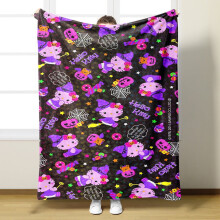 Halloween Hello Kitty Kasteteppe Søt Tegneserie Kuromi Teppe Helårs Flanellteppe Til Sofa Sengetøy Stuedekor 30*40H-1