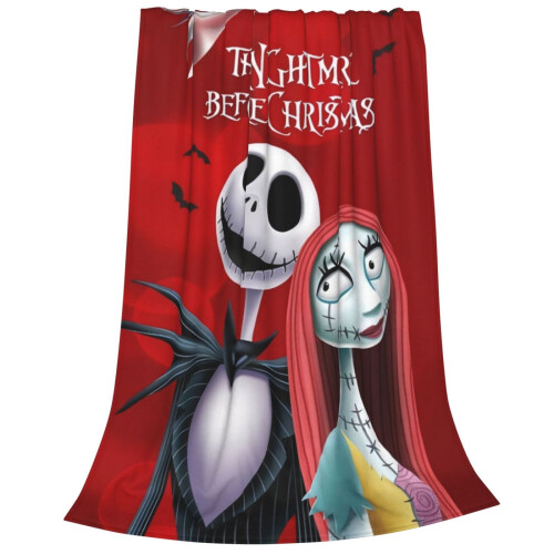 Κουβέρτα από φλις Nightmare Before Christmas, εξαιρετικά απαλή και άνετη ριχτάρι, συμβατή με 1