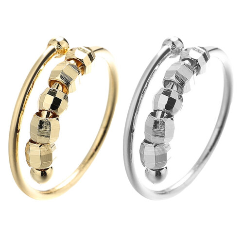 Δαχτυλίδια Fidget Guangmc2Pcs με περιστρεφόμενες χάντρες - Δώρο κοσμημάτων με ανάγλυφα