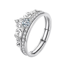 Anello in lega con corona staccabile, anello da donna con corona staccabile per matrimonio.