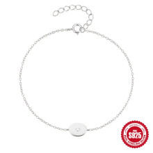 Pulseira em Prata de Lei 925 com Zircônia Cúbica em Formato de Estrela de Oito Pontas, Estilo Europeu-Americano - Pulseira Simples e Versátil - LJQ