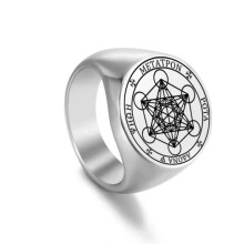 Anello RSAMD Arcangelo Metatron Angelo della Vita Sigillo Salomone Punk per Uomo Acciaio Inossidabile-10 Stile B colore acciaio