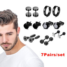 OUSITAID7 pares de brincos de bola hipoalergênicos em aço inoxidável para mulheres e homens.