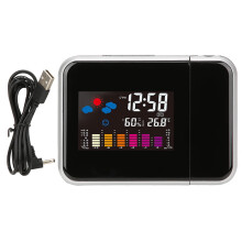 ZPSHYD farge-LCD-projeksjonsvekkerklokke, digital projektorvekkerklokke for soveromsseng