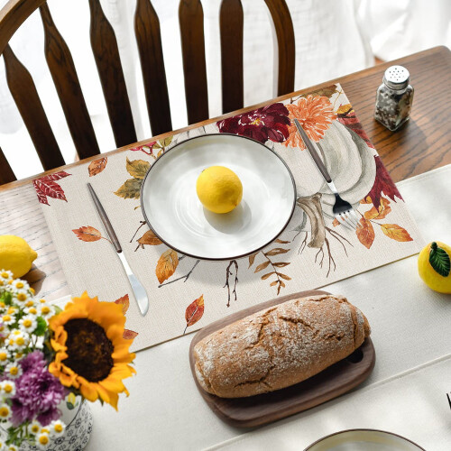 Σετ σουπλά Jacenvly Clearance Halloween Thanksgiving Pumpkin, Βαμβακερό Λινό Τραπεζομάντιλο, Διακόσμηση