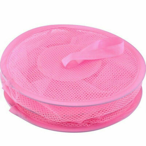 Hengende oppbevaringspose med 3 lag netting til barn, rosa 1