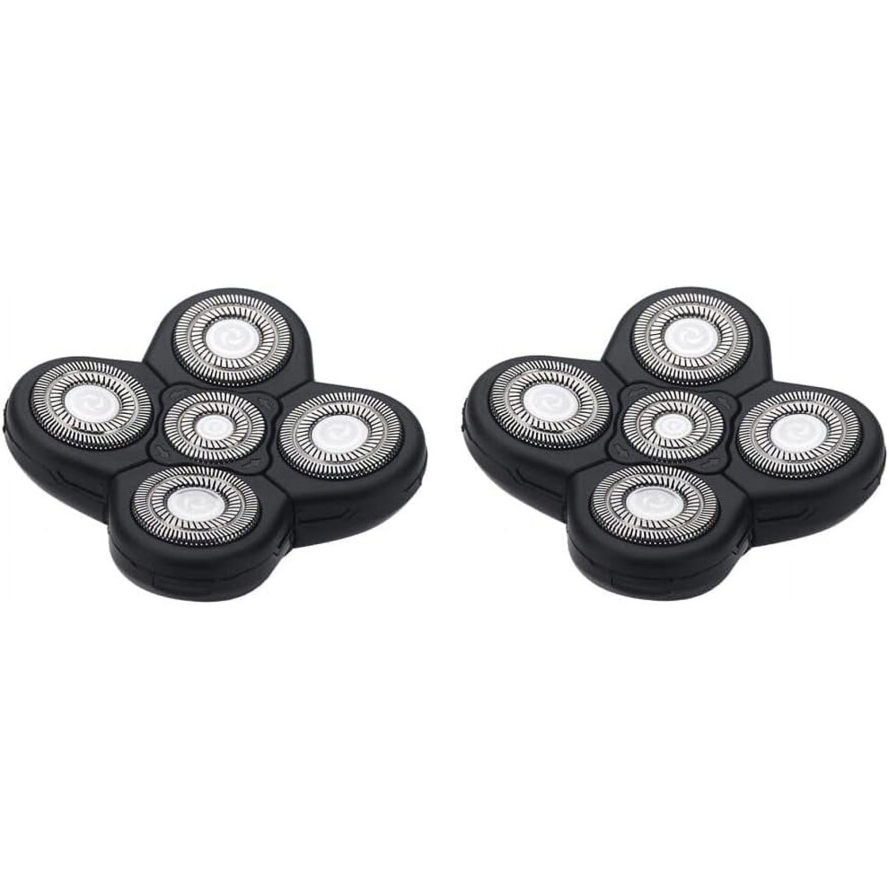 Black Men Electric Shavers Replacement Heads 5 In 1 Razor Replaceable Alternate Floating Washable Blade Trimmers Head (-2Pcs)