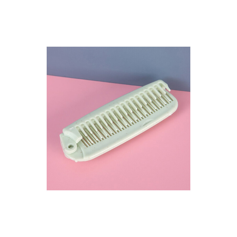 Portable travel folding hair comb brush Massage hair comb Green