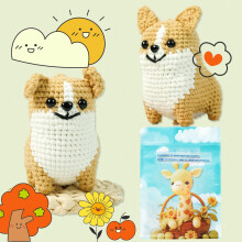 Crochet Kit for Beginners, Learn to Crochet Starter Set for Kids & Adults, Complete Kit with Cute Corgi Pattern