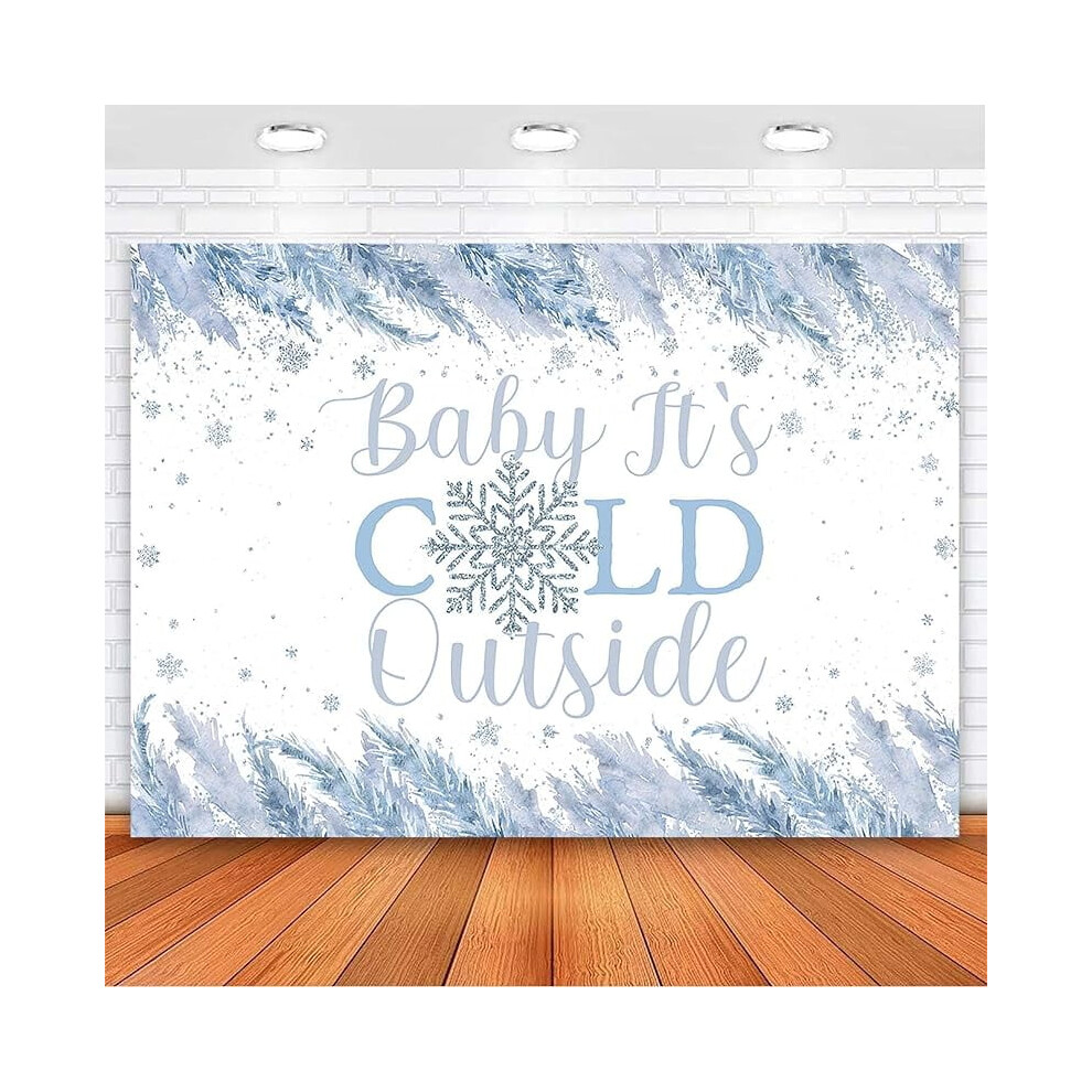 Baby It's Cold Outside Baby Shower Decorations Baby Its Cold Outside Backdrop Snowflake Winter Baby Shower Party Banner For Boys Blue 9004841982175