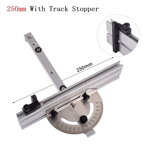 Woodworking Table Saw Adjustable Angle Ruler Miter Gauge With Track Stop backer