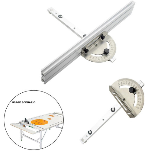 Woodworking Table Saw Adjustable Angle Ruler Miter Gauge With Track Stop backer 2