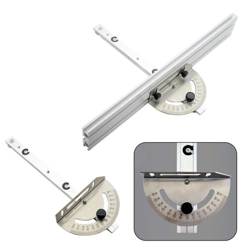 Woodworking Table Saw Adjustable Angle Ruler Miter Gauge With Track Stop backer 1