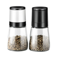 Manual Salt Pepper Grinder Transparent Glass Grinder Peppercorn Grinder Seasoning Bottle Kitchen Gadgets White