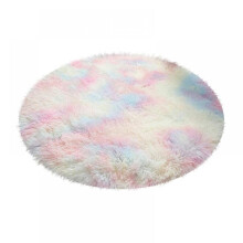 Tapis rond Prettyui moelleux et coloré à poils longs, tapis arc-en-ciel, moquette peluche pour chambre d'enfant, salon ou chambre à coucher, tapis