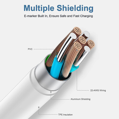 Συμβατό με καλώδιο φόρτισης Apple USB C σε USB C 6ft60W3Pack, με πιστοποίηση MFi, γρήγορος 1