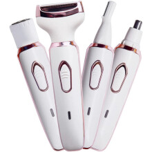 Elektrischer Damenrasierer, Gesichts- und Nasenhaartrimmer, schmerzfreies und wiederaufladbares 4-in-1-Rasier-Set