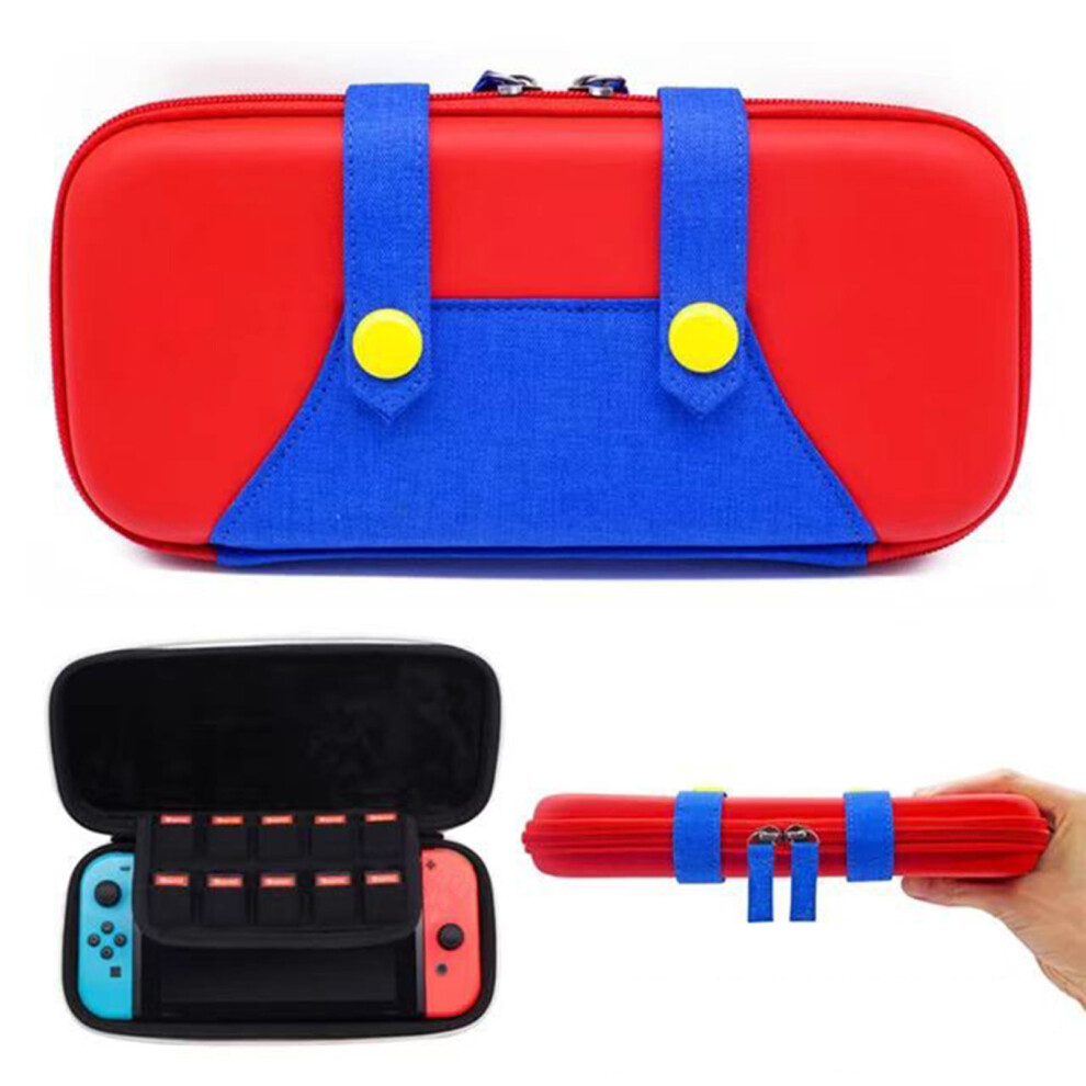 Susuchens Game Console Storage Bag With Zipper, Shockproof Hard Shell Case For Compatible With Nintendo Switch And Red/Blue 9340258898662