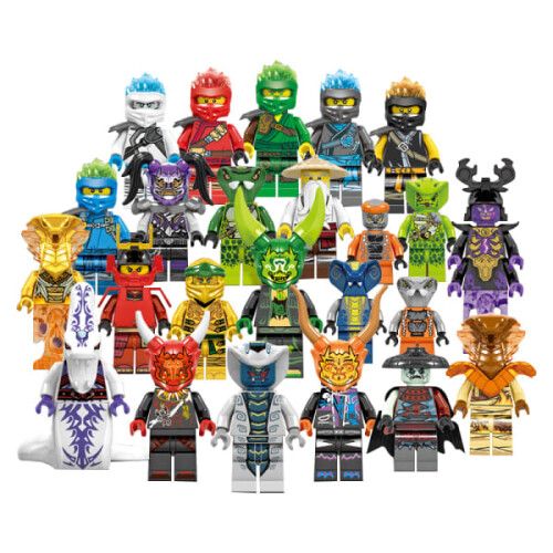 Sada 24 minifigurek Kai Jay Sensei Wu Master Build barevné