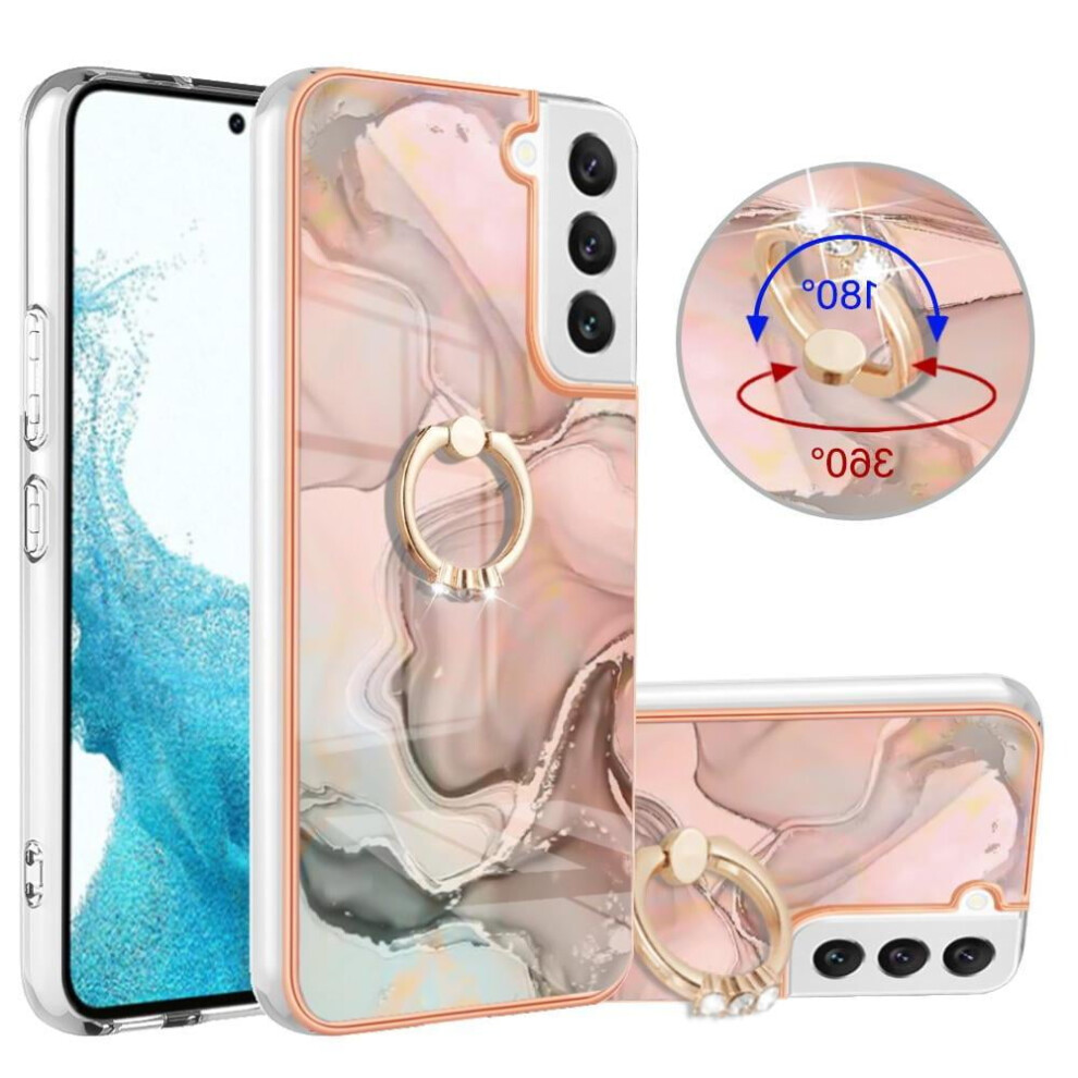 Case For Compatible With Samsung Galaxy S22 Plus 5G Marble Shockproof Tpu Silicone 360 Rotatable Ring Bumper 9340258900457