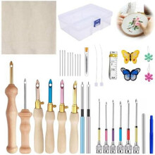 35-teiliges Punch-Needle-Set, verstellbares Punch-Needle-Stickset für Anfänger im Bereich Stickgarn
