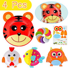 Chok10Pcs Kit de arte de platos de papel adhesivos para niños pequeños, manualidades y juguetes artísticos, patrón A