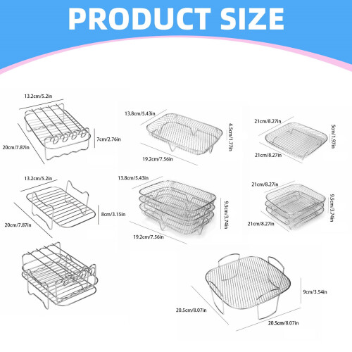 Xubond Kitchen Essentials, Πολυστρωματική Ανοξείδωτη Σχάρα Τετράγωνης Φριτέζας Αέρα με 2