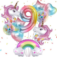 Geburtstagsballons 1-9 Jahre Einhörner 9