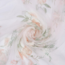 Tissu en dentelle brodée 63x40 mesh, organza à motif pivoine, idéal pour voiles de mariée, robes, loisirs créatifs, rideaux et décoration