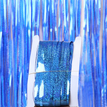 1 stuk blauwe foliefranjes van 2 meter, achtergrondgordijnen, slingers, verjaardagsfeestdecoraties, franjes voor bruiloft, verjaardagsfeest of