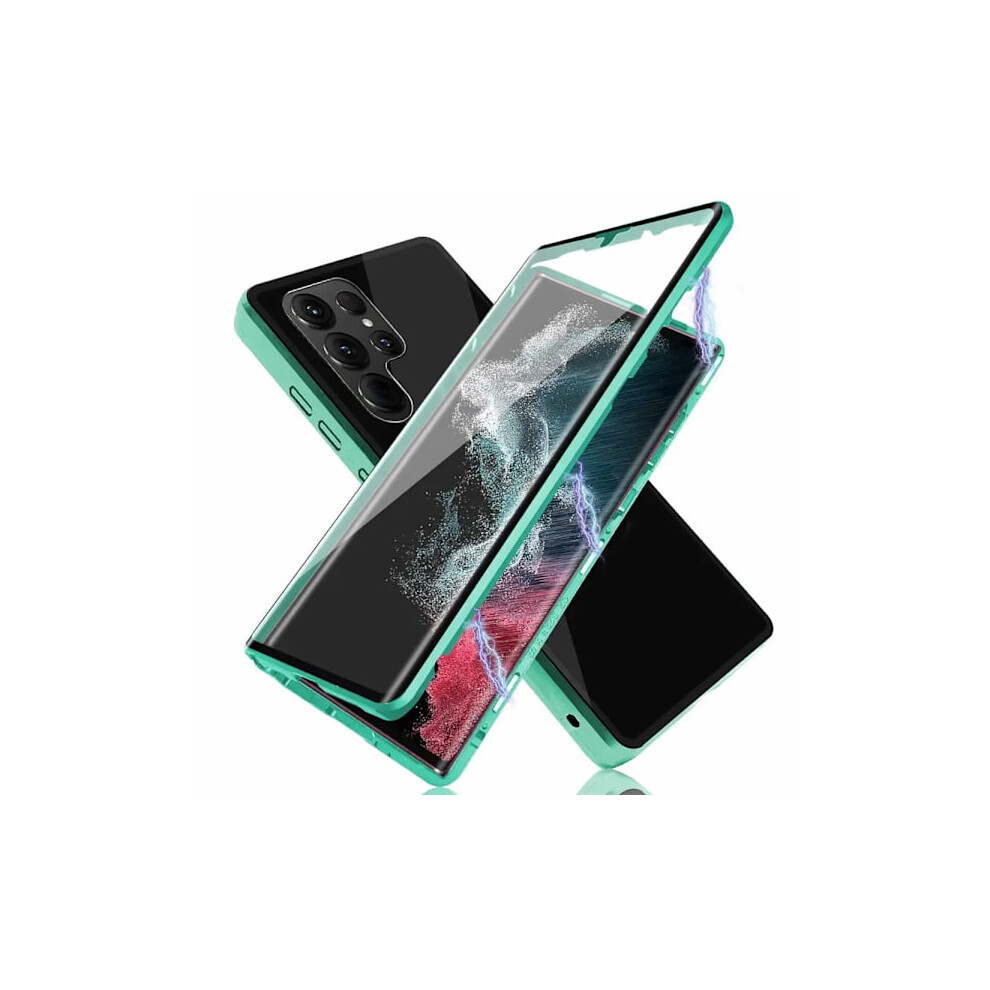 Compatible With Samsung Galaxy S23 Ultra - Magnetic Double-Sided Protective Case Green 9423501347480