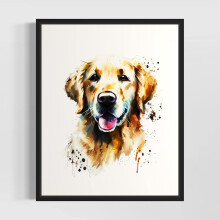 AEFER Golden Retriever Dog Art Print Poster, Compatible with Canvas Wall Art Painting Decor, Colorful Puppy Pop Art for Bedroom, Living Room,