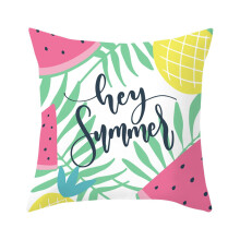 Hola verano, letrero de sandía y piña, almohada corta de felpa para la cintura del coche, cojín para sofá o ventana, almohada decorativa.