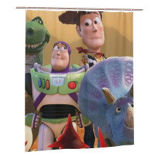 Cortina de ducha Toy Story de 182 x 182 cm - Impermeable, resistente al moho, opaca, con estampado de patchwork, talla única