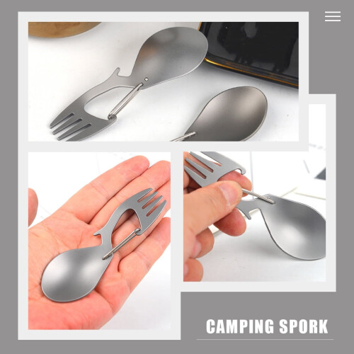 Spork Bottle Opener Wine Backpack Tableware Travel Titanium 2