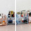 2 Tier Plastic Shelf Storage Shelving Unit, 2 Tier Storage Organizer Rack Bathroom, Stackable Kitchen Organizer Tower Shelves 5