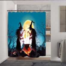 Reduziert! Poaug Halloween-Duschvorhang mit Haken für Halloween-Dekoration, 71 x 71 Zoll, Duschvorhang-Abverkauf A