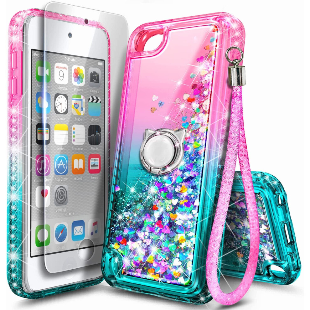 Ipod Touch 7 Case, Ipod Touch 6/5 Case With Hd Screen Protector And Ring Holder For Girls Women Kids, Glitter 9423501732149