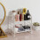 2 Tier Plastic Shelf Storage Shelving Unit, 2 Tier Storage Organizer Rack Bathroom, Stackable Kitchen Organizer Tower Shelves 2
