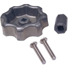 Manija de grifo de agua exterior universal DANCO | Reemplazo de manija de rueda redonda para grifo de manguera | Incluye tornillos | Metal (10006)