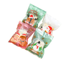 100 sachets à bonbons de Noël - Père Noël, bonhomme de neige, renne, ours - EVA de qualité alimentaire - Sachets pour chocolats, biscuits,