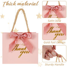 Evjurcn Lot de 24 petits sacs cadeaux de remerciement, sacs de fête en papier réutilisables avec poignées, motif marbre gris avec ruban doré,