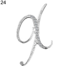 Broche Yesbay1Pc Lettres anglaises AZ en strass - Argent