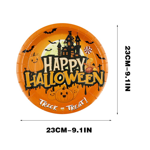 Σερβίτσιο πάρτι για το Halloween, πιάτα και ποτήρια μιας χρήσης, χάρτινα σερβίτσια με 1