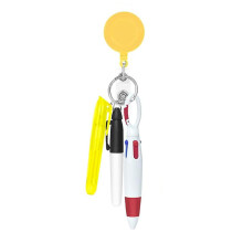 Caneta porta-crachá retrátil compacta multifuncional de ponta fina BLESIYA para enfermeiros, amarela.
