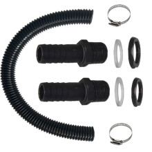 Kit de raccordement pour récupérateur d'eau de pluie comprenant un tuyau de raccordement, une bague de raccordement, un collecteur d'eau de pluie