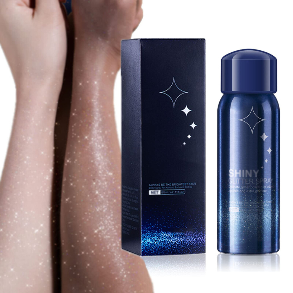Silver Glitter Spray With Shimmer For Hair Body And Clothes, Longlasting Party Holographic Shine
